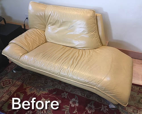 Leather Chaise Lounge Before Restoration